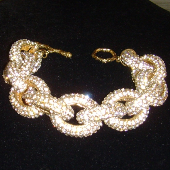 Brilliant Gold-Tone and Rhinestone Chain Link Bracelet - BLING! - Picture 9 of 11